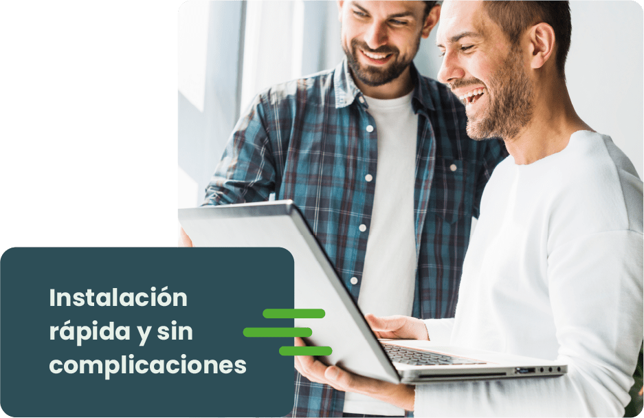 Dos hombre con ordenador portátil
